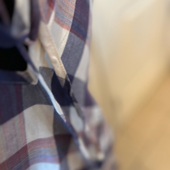 NWT violet color block Pattern Dress beige buffalo fringe hem cottage core XS D2 - Picture 7 of 10